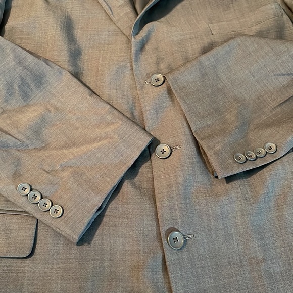 ♻️ Profilo Uomo Gray Men Suit Jacket Blazer Bronze Crescent Buttons size 52R/46W - Picture 11 of 16